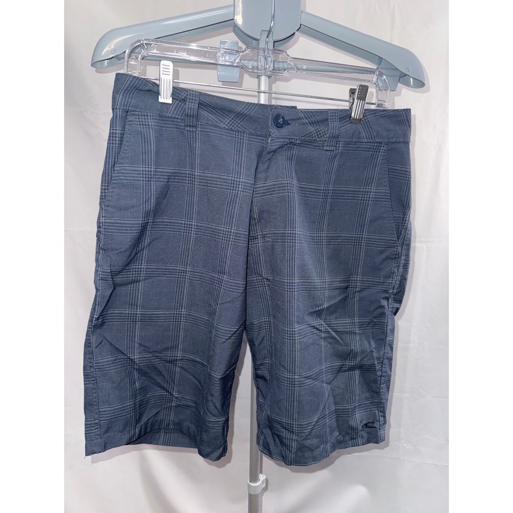O'Neill Mens Plaid Hybrid Walk Shorts Blue Grey Surf Casual Board Shorts Size 30